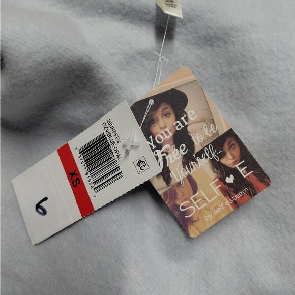 SELF E Womens Jacket Size XS Gray Y2K Cropped Hoodie Full Zip Quilted Heart NWT - Picture 8 of 10